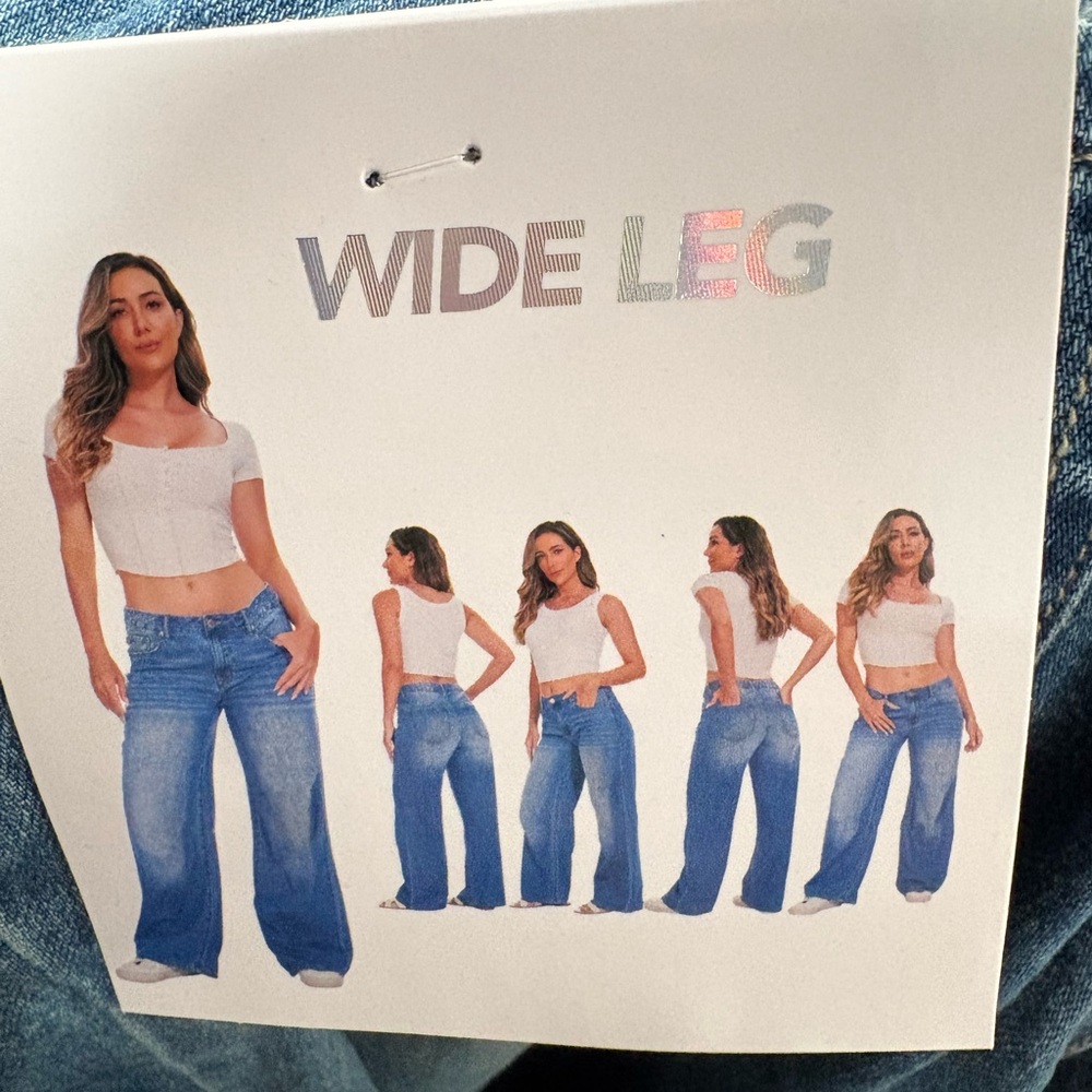 Women's Blue Wide Leg Jeans - Picture 5 of 5